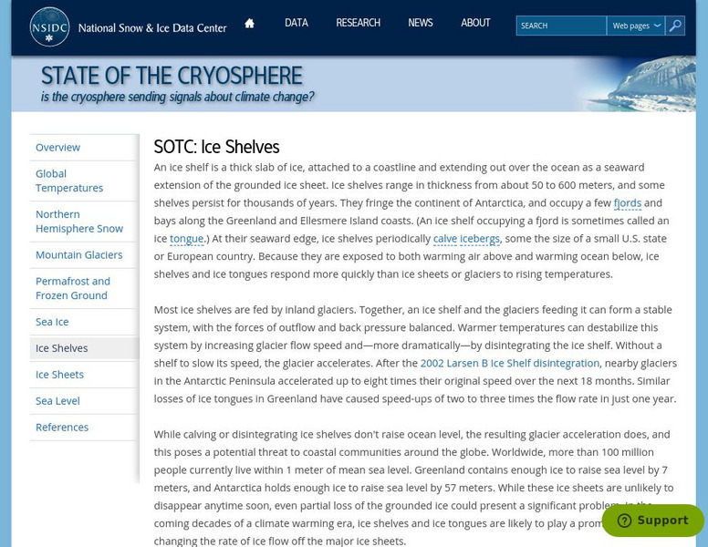 State of the Cryosphere: Ice Shelves Handout State of the Cryosphere: Ice Shelves Handout