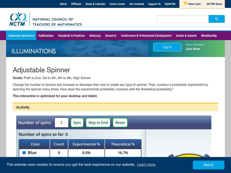 Nctm: Illuminations: Adjustable Spinner Interactive Nctm: Illuminations: Adjustable Spinner Interactive