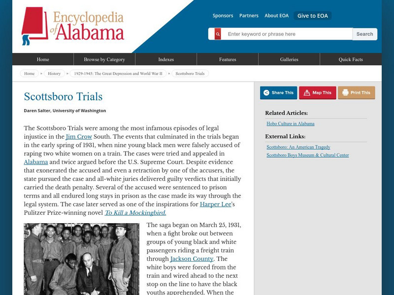 Encyclopedia of Alabama: History Scottsboro Trials Handout Encyclopedia of Alabama: History Scottsboro Trials Handout