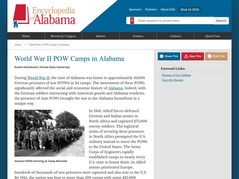 Encyclopedia of Alabama: Alabama and World War Ii Pow Camps Handout