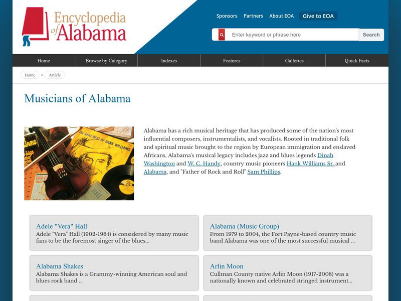 Encyclopedia of Alabama: Musicians of Alabama Handout