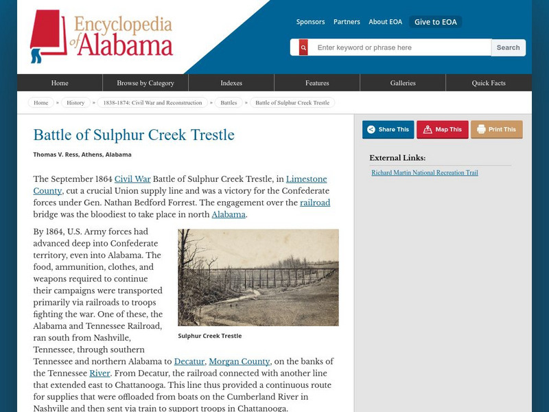 Encyclopedia of Alabama: Battle of Sulphur Trestle Handout Encyclopedia of Alabama: Battle of Sulphur Trestle Handout