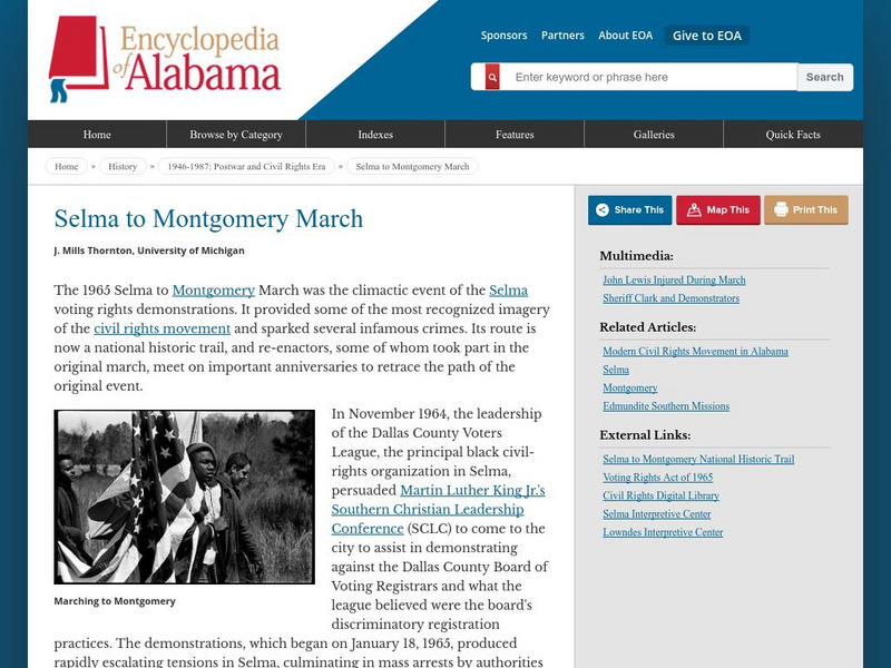 Encyclopedia of Alabama: Selma to Montgomery March Handout