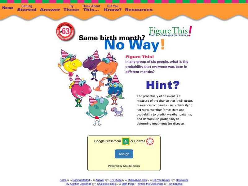 Nctm: Figure This: Matching Birth Months Activity Nctm: Figure This: Matching Birth Months Activity