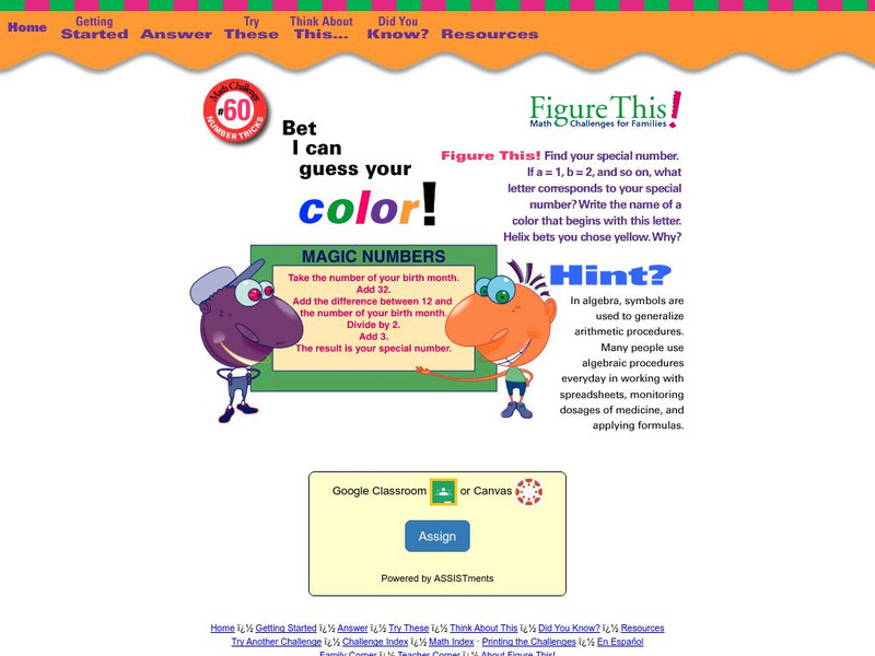Nctm: Figure This: Number Tricks Activity Nctm: Figure This: Number Tricks Activity