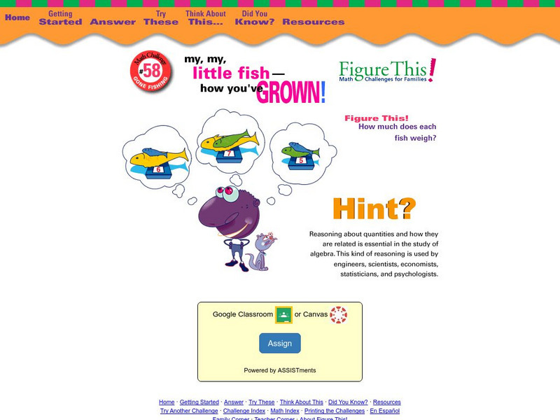Nctm: Figure This: Gone Fishing (Pdf) Activity Nctm: Figure This: Gone Fishing (Pdf) Activity