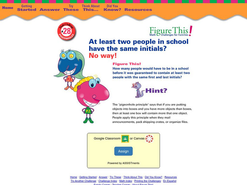 Nctm: Figure This: Pigeonhole Principle Activity Nctm: Figure This: Pigeonhole Principle Activity