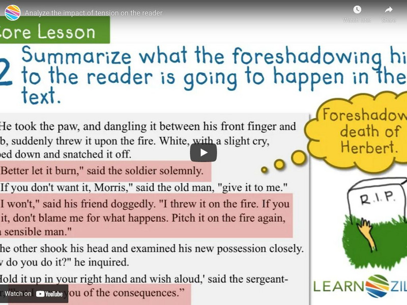 Learn Zillion: Lesson Video for 'Analyze the Impact of Tension on the Reader' Instructional Video Learn Zillion: Lesson Video for 'Analyze the Impact of Tension on the Reader' Instructional Video