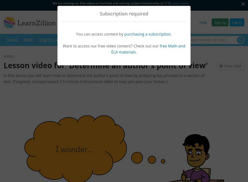 Learn Zillion: Lesson Video for 'Determine an Author's Point of View' Instructional Video Learn Zillion: Lesson Video for 'Determine an Author's Point of View' Instructional Video