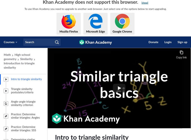 Khan Academy: Triangles: Intro to Triangle Similarity Instructional Video