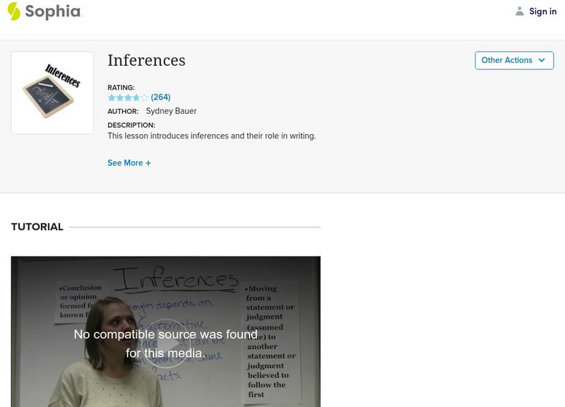 Sophia: Inferences Instructional Video Sophia: Inferences Instructional Video