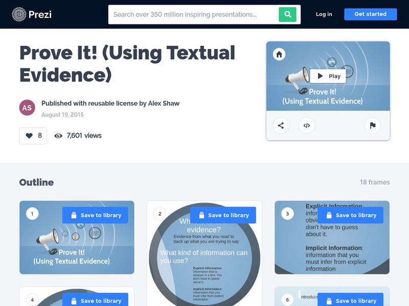 Prezi: Prove It! (Using Textual Evidence) PPT Prezi: Prove It! (Using Textual Evidence) PPT
