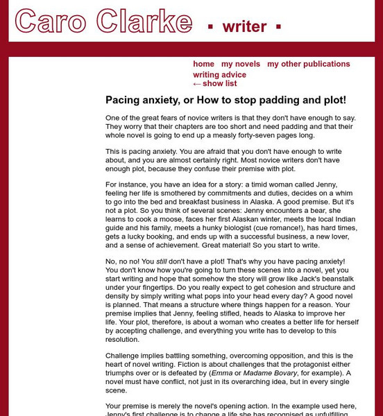 Caro Clarke: Pacing Anxiety, or How to Stop Padding and Plot! Article Caro Clarke: Pacing Anxiety, or How to Stop Padding and Plot! Article