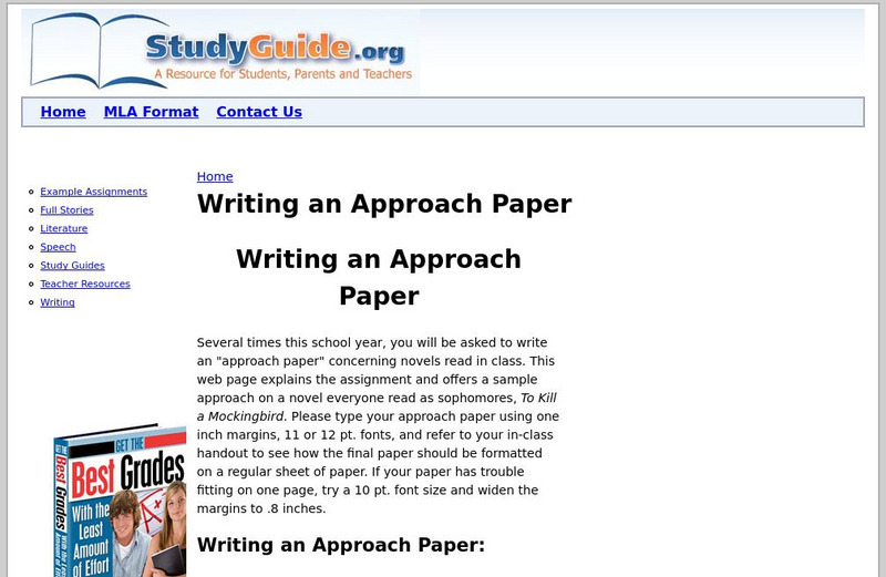 Study guide.org: Writing an Approach Paper Activity Study guide.org: Writing an Approach Paper Activity