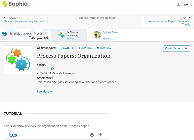 Sophia: Process Papers: Organization: Lesson 1 Instructional Video Sophia: Process Papers: Organization: Lesson 1 Instructional Video