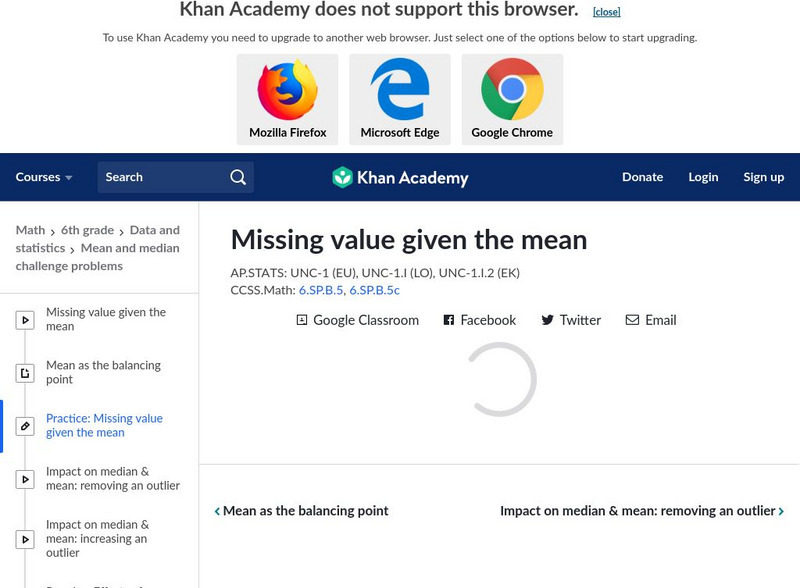 Khan Academy: Missing Value Given the Mean Unit Plan Khan Academy: Missing Value Given the Mean Unit Plan