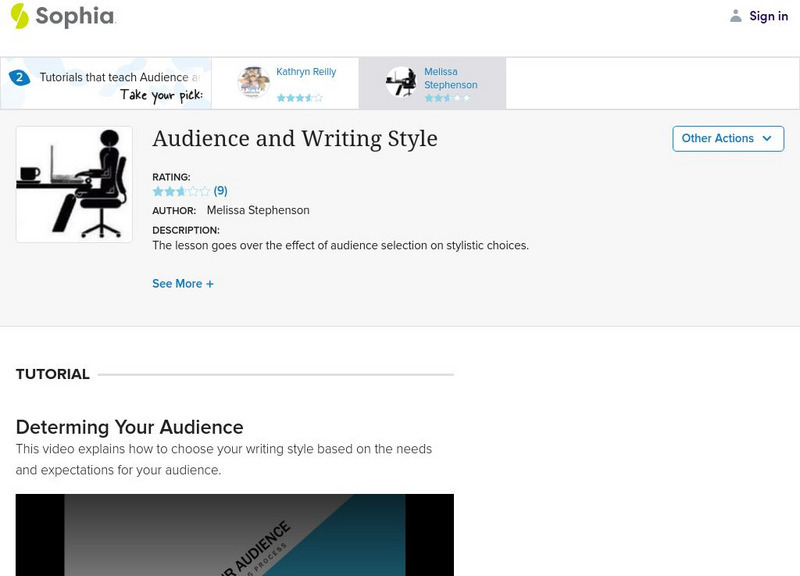 Sophia: Audience and Writing Style Instructional Video Sophia: Audience and Writing Style Instructional Video