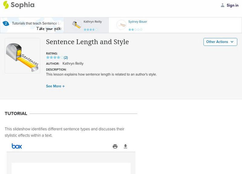 Sophia: Sentence Length and Style PPT Sophia: Sentence Length and Style PPT