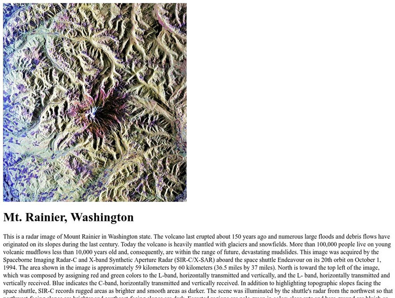 Nasa: Mt. Rainier Handout Nasa: Mt. Rainier Handout