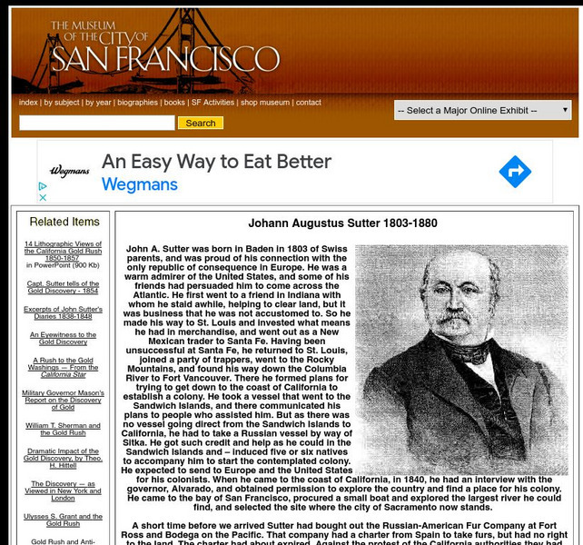 Virtual Museum of the City of San Francisco: Johann Augustus Sutter Handout Virtual Museum of the City of San Francisco: Johann Augustus Sutter Handout
