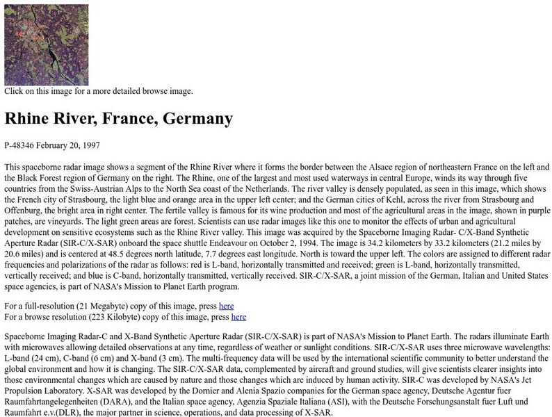 Nasa: Rhine River; France, Germany Website Nasa: Rhine River; France, Germany Website