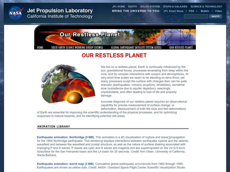 Nasa: Our Restless Planet Website Nasa: Our Restless Planet Website