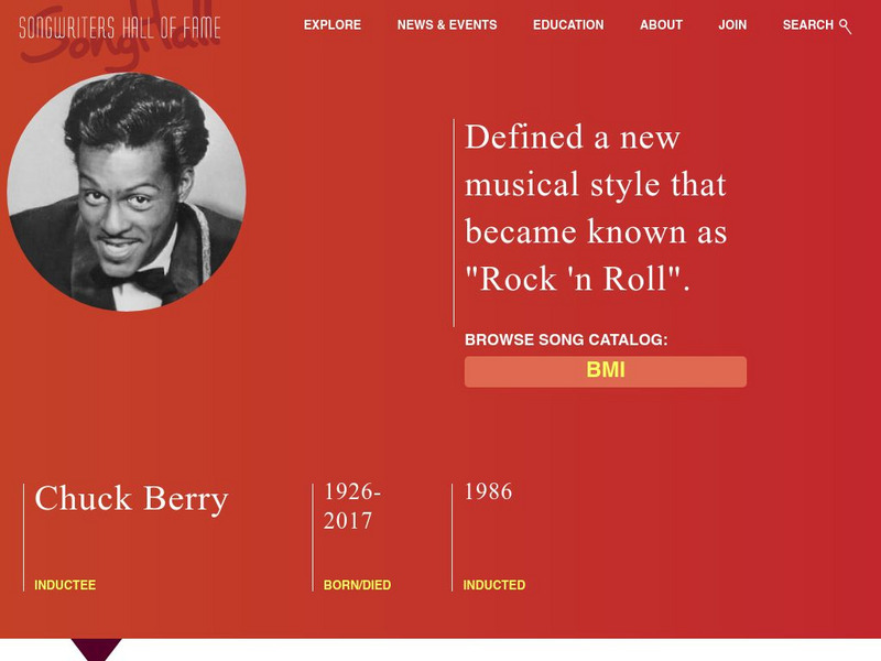 Songwriters Hall of Fame: Chuck Berry Handout Songwriters Hall of Fame: Chuck Berry Handout