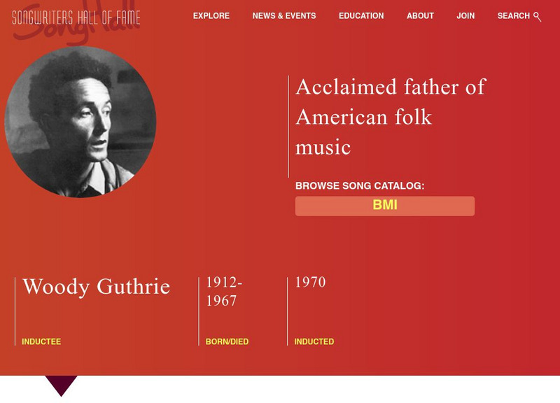 Songwriters Hall of Fame: Woody Guthrie Handout Songwriters Hall of Fame: Woody Guthrie Handout