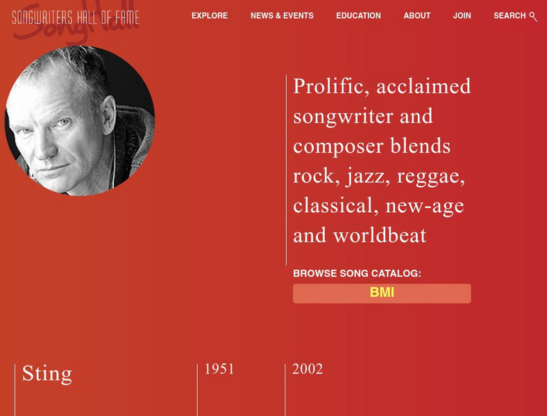 Songwriters Hall of Fame: Sting Handout Songwriters Hall of Fame: Sting Handout