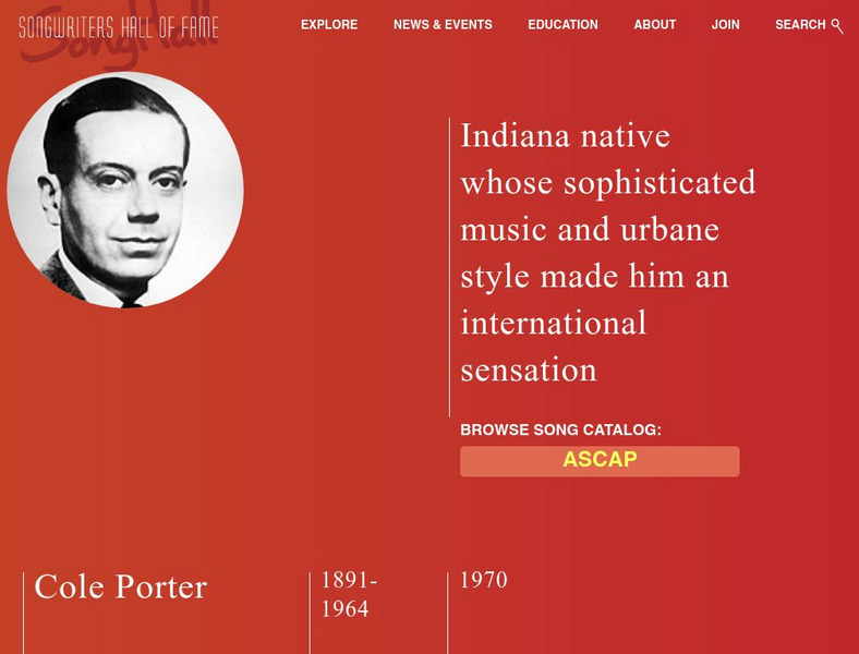 Songwriters Hall of Fame: Cole Porter Handout Songwriters Hall of Fame: Cole Porter Handout