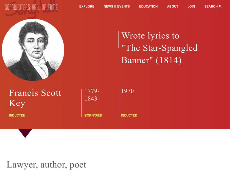 Songwriters Hall of Fame: Francis Scott Key Handout Songwriters Hall of Fame: Francis Scott Key Handout
