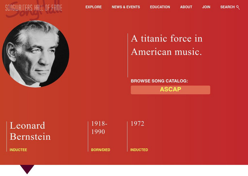 Songwriters Hall of Fame: Leonard Bernstein Handout Songwriters Hall of Fame: Leonard Bernstein Handout