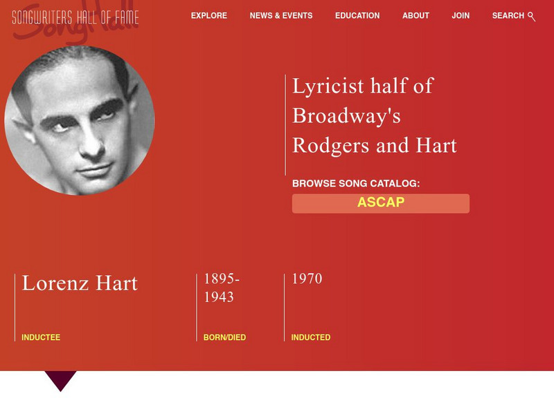 Songwriters Hall of Fame: Lorenz Hart Handout