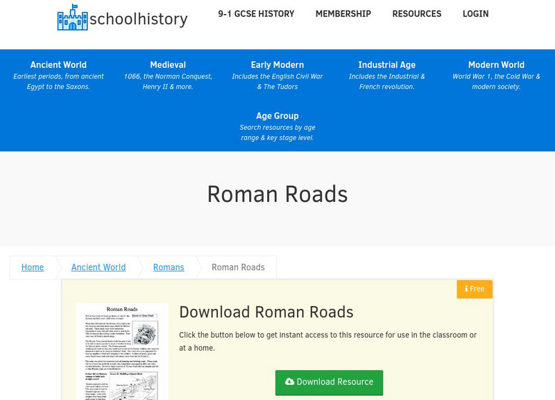 School History: Roman Roads [Pdf] Activity