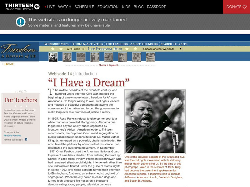 Wnet: Thirteen: Freedom: A History of Us: Webisode 14: Let Freedom Ring Article Wnet: Thirteen: Freedom: A History of Us: Webisode 14: Let Freedom Ring Article