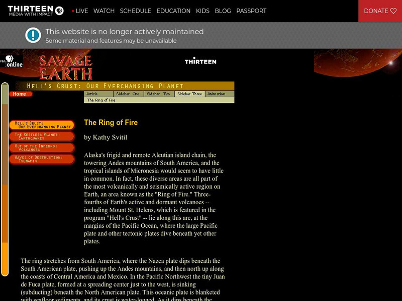 Wnet: Thirteen: Savage Earth: Ring of Fire Website Wnet: Thirteen: Savage Earth: Ring of Fire Website