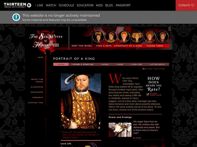 Wnet: Thirteen: The Six Wives of King Henry Viii: Portrait of a King Website Wnet: Thirteen: The Six Wives of King Henry Viii: Portrait of a King Website