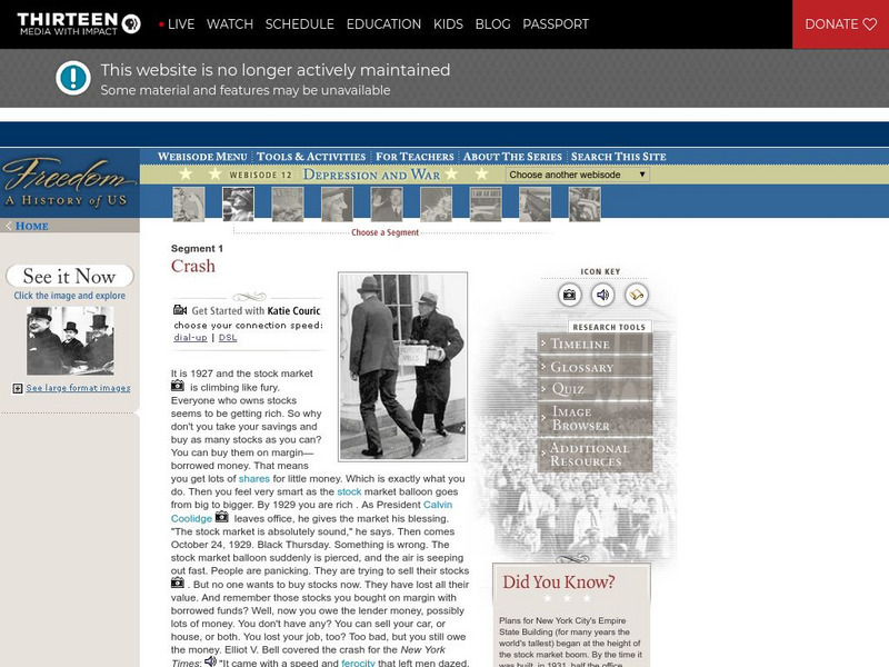 Wnet: Thirteen: Freedom: A History of Us: Crash Website Wnet: Thirteen: Freedom: A History of Us: Crash Website