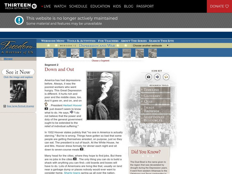 Wnet: Thirteen: Freedom: A History of Us: Down and Out Website Wnet: Thirteen: Freedom: A History of Us: Down and Out Website