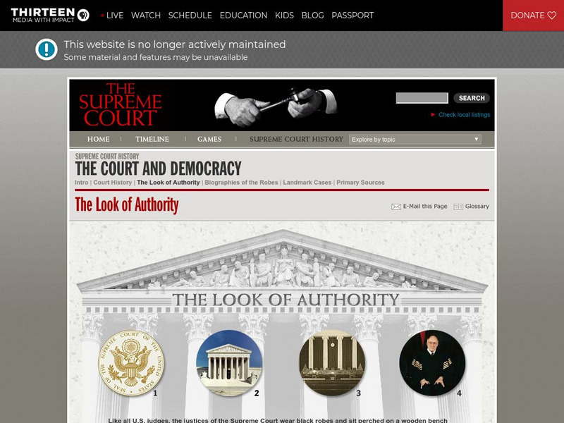 Wnet: Thirteen: The Court and Democracy: The Look of Authority Handout Wnet: Thirteen: The Court and Democracy: The Look of Authority Handout