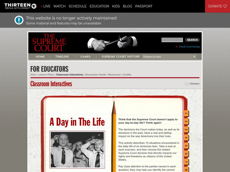 Wnet: Thirteen: Classroom Interactives: A Day in the Life Interactive Wnet: Thirteen: Classroom Interactives: A Day in the Life Interactive