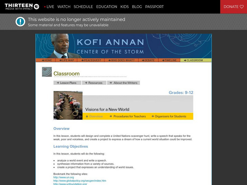 Wnet: Thirteen: Visions for a New World (Lesson Plan) Lesson Plan Wnet: Thirteen: Visions for a New World (Lesson Plan) Lesson Plan