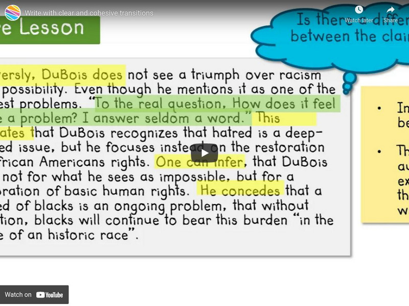 Learn Zillion: Write With Clear and Cohesive Transitions Instructional Video Learn Zillion: Write With Clear and Cohesive Transitions Instructional Video