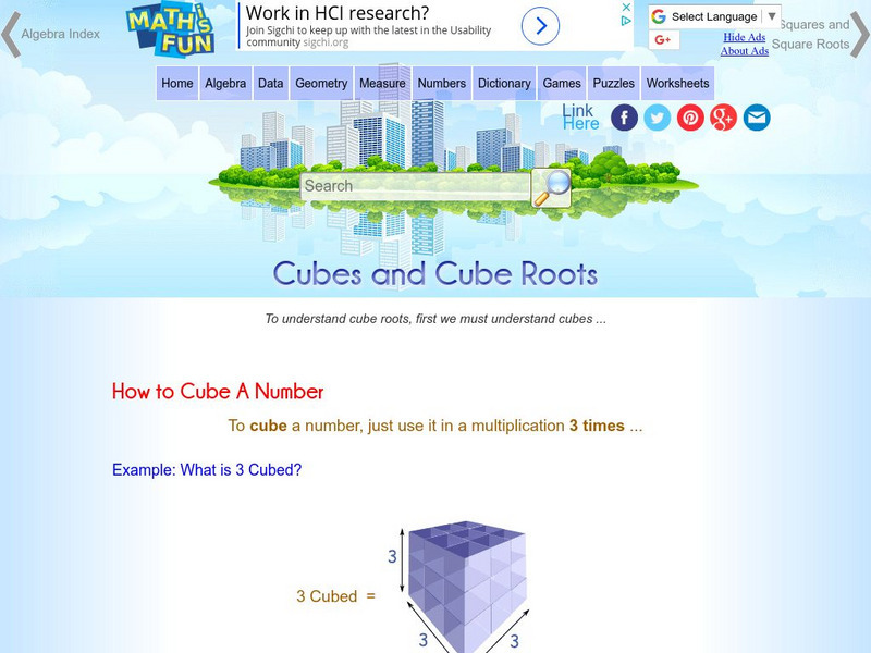 Math Is Fun: Cubes and Cube Roots Handout Math Is Fun: Cubes and Cube Roots Handout