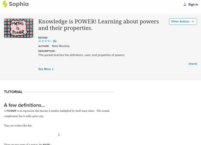 Sophia: Powers and Their Properties Unit Plan Sophia: Powers and Their Properties Unit Plan