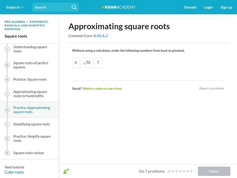 Khan Academy: Approximating Square Roots Unit Plan Khan Academy: Approximating Square Roots Unit Plan