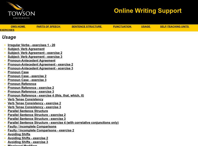 Towson University: Ows: Usage Exercises Unknown Type Towson University: Ows: Usage Exercises Unknown Type