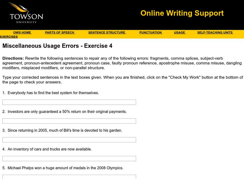 Towson University: Ows: Miscellaneous Usage Errors Exercise 4 Unknown Type Towson University: Ows: Miscellaneous Usage Errors Exercise 4 Unknown Type