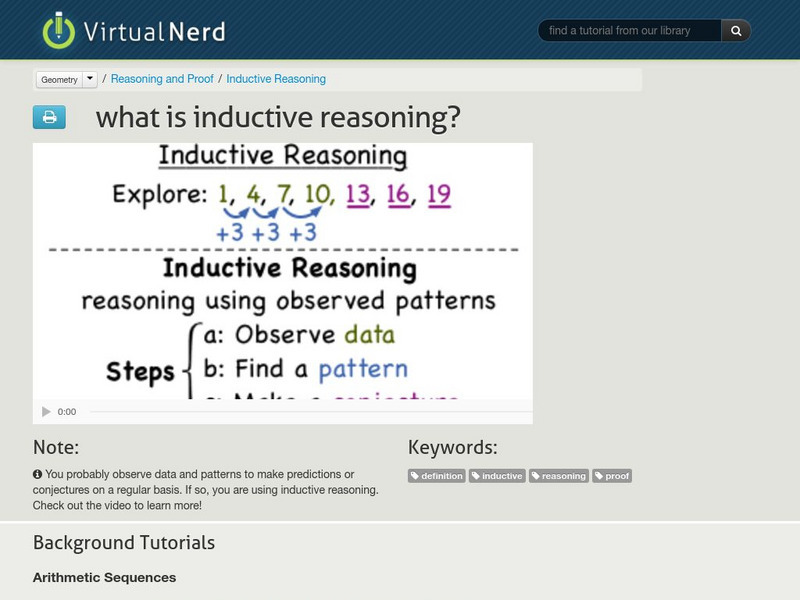 Virtual Nerd: What Is Inductive Reasoning? Instructional Video Virtual Nerd: What Is Inductive Reasoning? Instructional Video