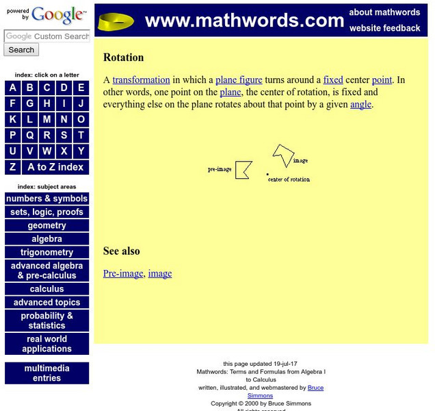 Math words.com: Rotation Handout
